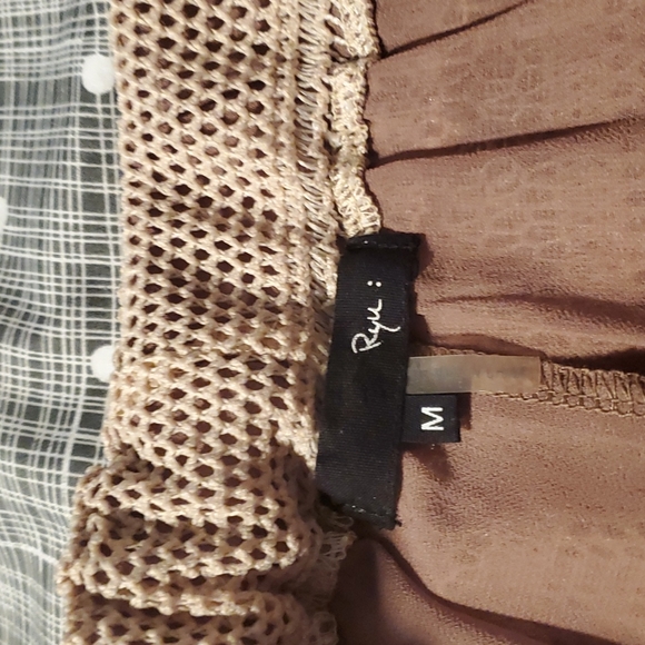 Rye wide leg sparkly pants with sheer outer lining and brown inner lining - Picture 6 of 14